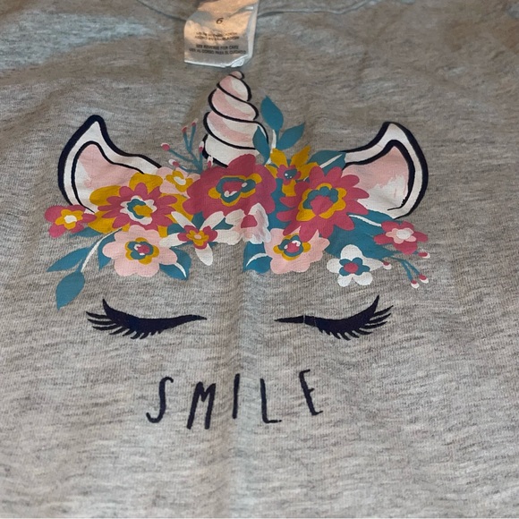 Little Lass Little Girls Unicorn Long Sleeve Shirts Size 6 Grey Unicorn Graphic - Picture 2 of 4